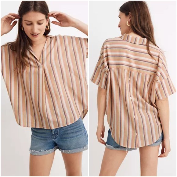 Madewell Button-Back Shirt in Rainbow Stripe - Picture 1 of 5